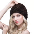 MWFur Fashion Mink Fur Striped Pineapple Hat for Winter Ladies Fashion Mink Fur Knitted Hat Winter Warm Hats