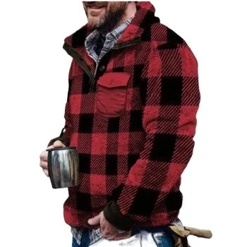 Fitspi European American Style Mens Winter Jacket Flannel Fleece Pullover Coat Warm Thick Zip up Hooded Sweatshirt Wholesale