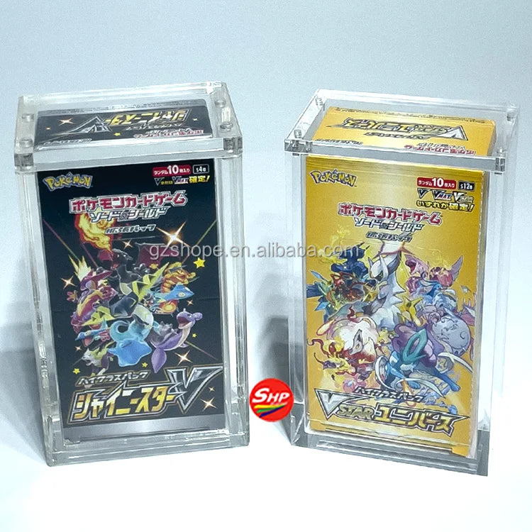 SHP Custom Clear Acrylic High Glass Japanese Pokemon Booster Box Display Case for Shiny V & Tag Team All Stars Booster Box