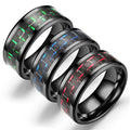 Dingchao Minimalist Titanium Steel Ring 8mm Black Silver Couple Inlay Fine Two-Tone Wedding Band Stainless Steel Jewelry
