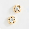 LOZRUNVE  925 Sterling Silver Fine Jewelry Engraving Star Zircon Stud Earring 18k Gold