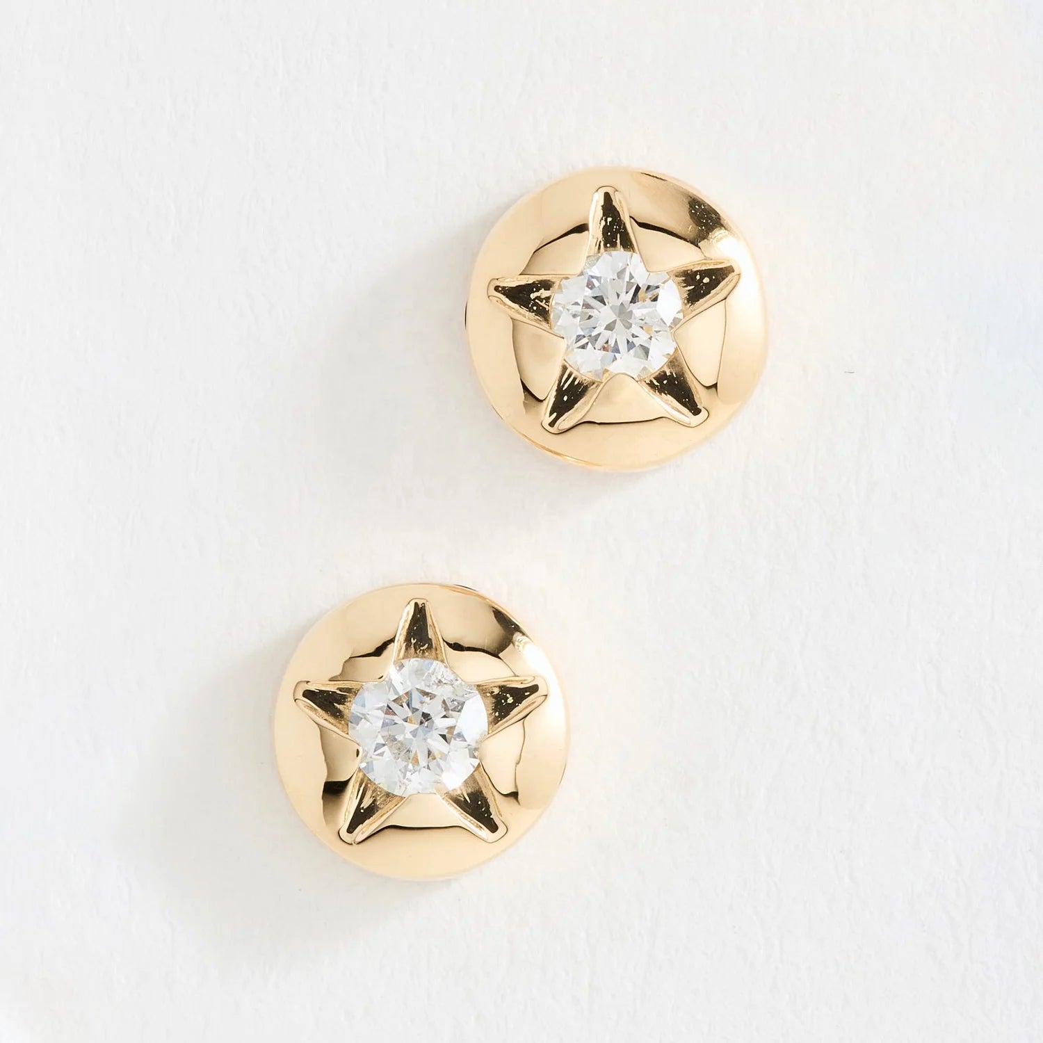 LOZRUNVE  925 Sterling Silver Fine Jewelry Engraving Star Zircon Stud Earring 18k Gold