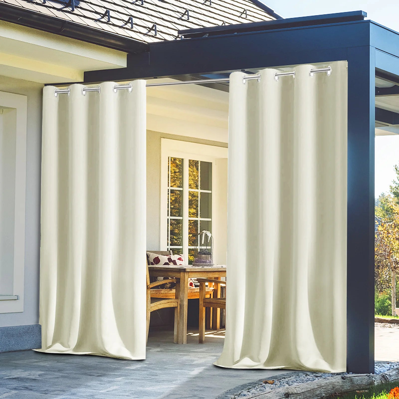 DaiRui Outdoor Blackout Waterproof Cloth Solid Balcony Sun-Proof Heat Insulation Curtain
