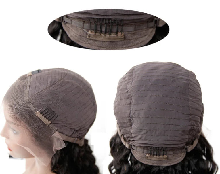 SH Natural  Black 150% 10-28 Inches Water Wava Human Hair Lace Front Wig for Women