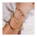 Chris April Fashion Design 316L Stainless Steel Plain Thin Bangle Stackable Bracelet