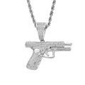 CN082 Bling Bling Gold Plated Brass Rope Chain Pendant Necklace with Micro Pave CZ Stones Trendy Hip Hop Jewelry