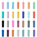 Tumblers With Lids 16oz Colored Acrylic Cups With Lids and Straws | Double Wall Matte Plastic Bulk Tumblers