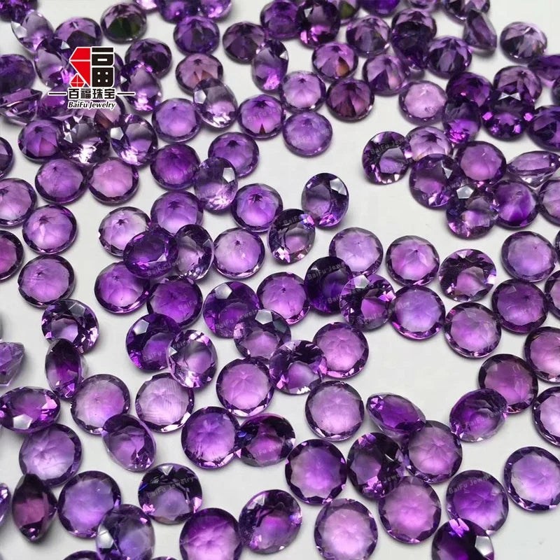 Baifu Jewelry Top Quality Loose Round Natural Amethyst Quartz