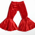Qingli OEM Custom Factory Girls Pants-Solid Colour Breathable Soft Elastic Waist Casual Velvet Knitted Bell-Bottoms Long