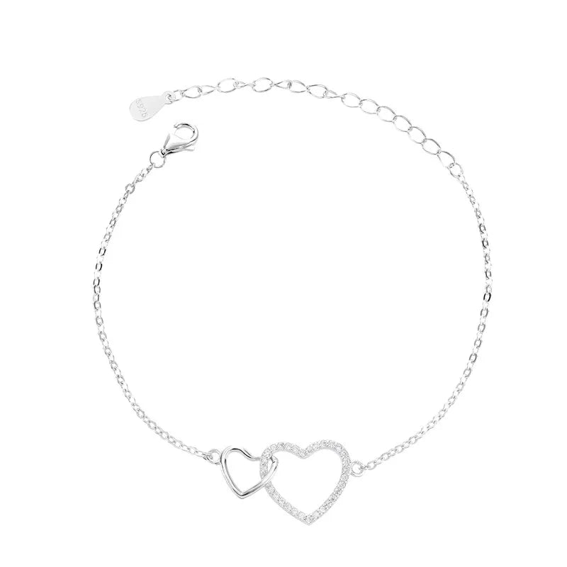 HAOLL Hot Sale Wholesale 925 Silver Fine Jewelry Zircon Bracelet Popular Heart Shaped Bracelet for Women