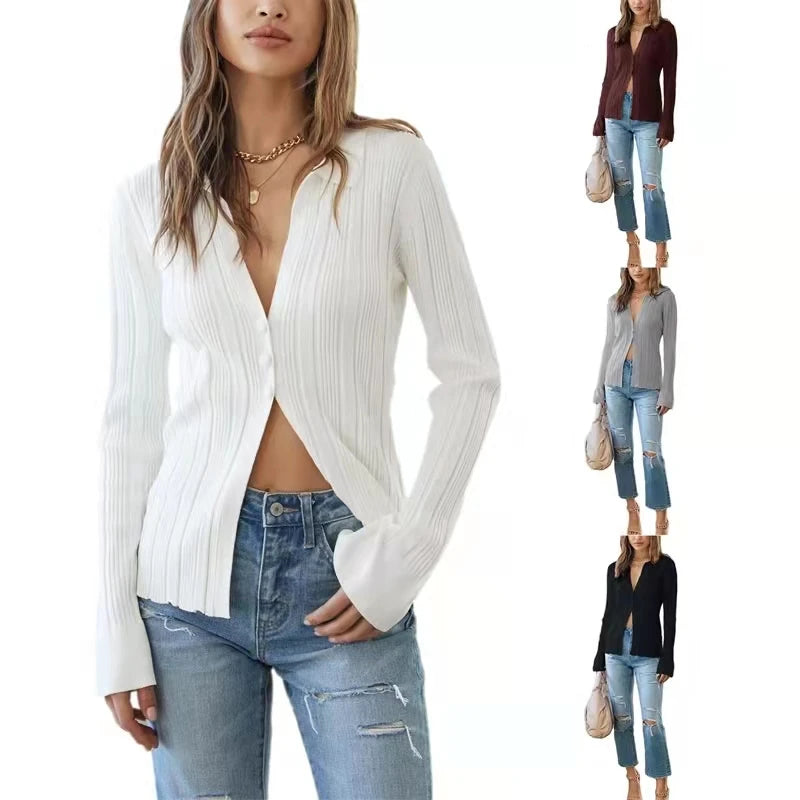 Autumn and Winter New Solid Color Knitted Cardigan Button Sweater Loose European and American Street Fashion Sweater Women