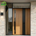 Customizable Modern Design Anti-Theft Composite Door Cast Wooden Door with Glass Wood Grain Style for Villa Front Entry Home