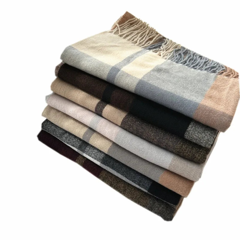 Autumn and Winter Cashmere Feeling Scarf Plaid Shawl Warm Scarf for Women