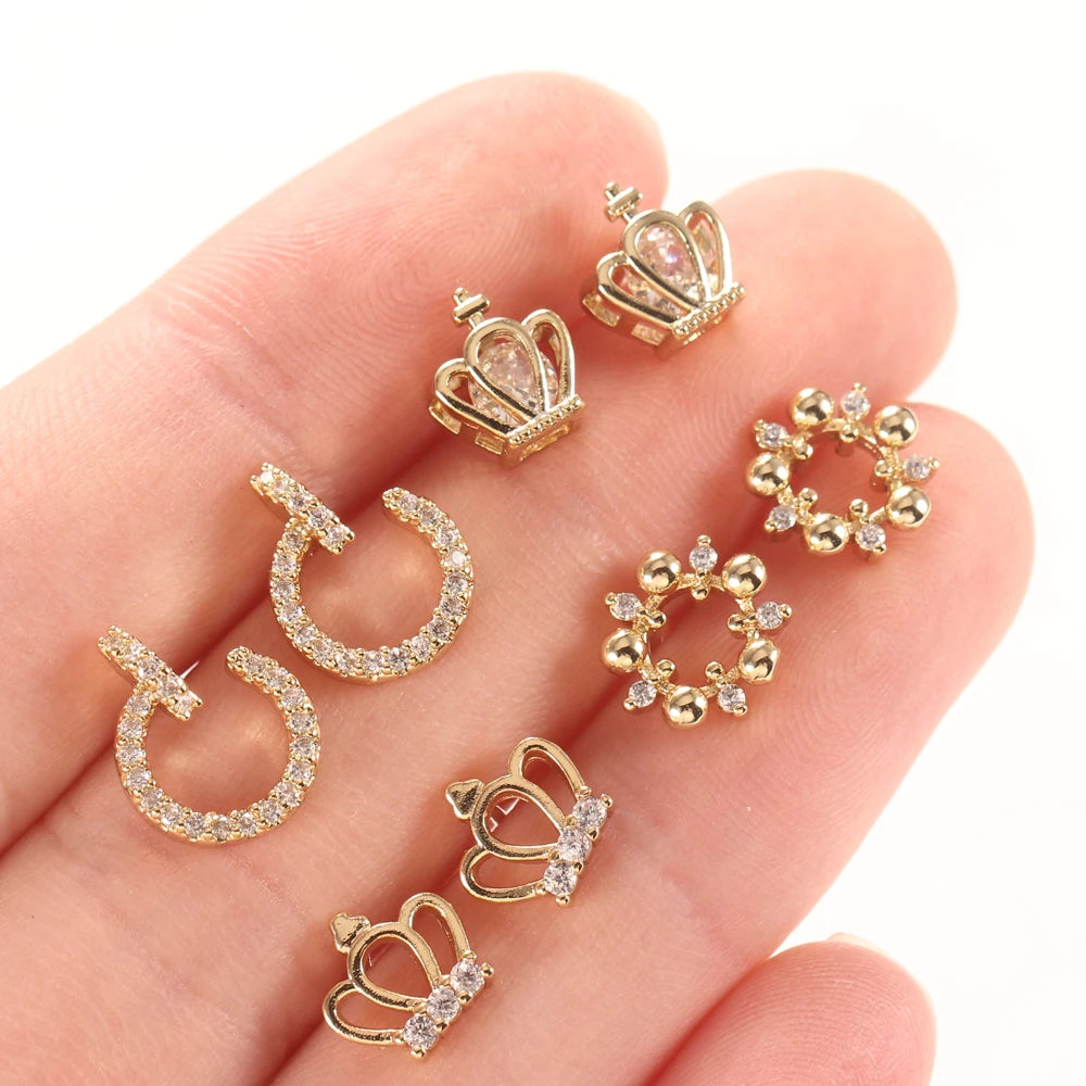 Flower Earrings Fashionable and Luxurious New Hollow Inlaid Zircon Style Simple and Elegant Earrings