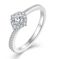 925 Sterling Silver Radiant Solitaire CZ Diamond Engagement Ring Rhodium Plated Halo and Side Promise of Forever Ring Collection