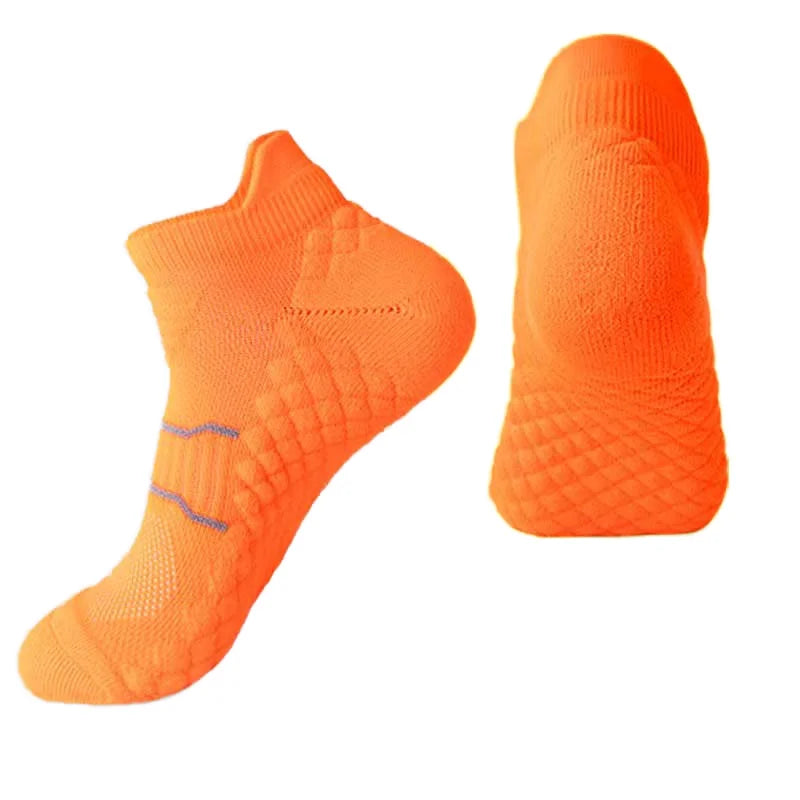 OME Solid Cotton Cushioned Breathable Low Cut Sports Tab Socks Ankle Athletic Running Socks