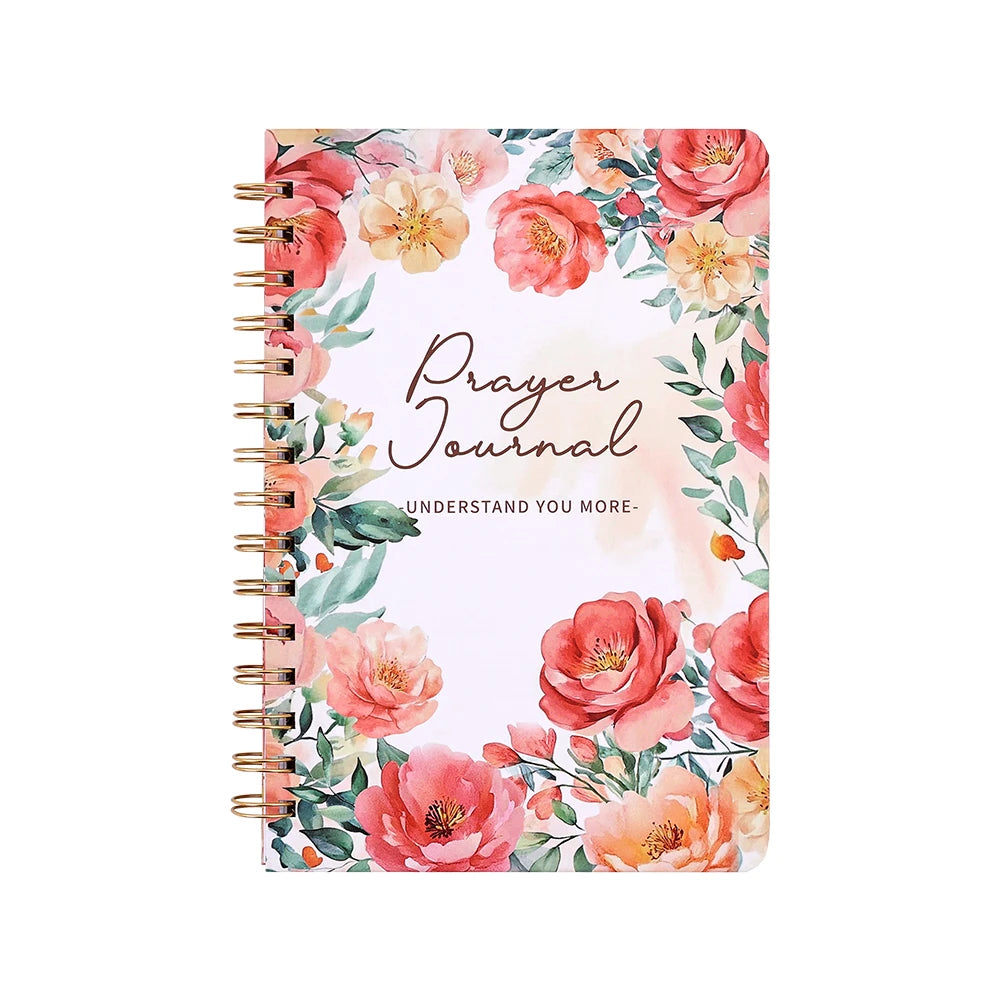 Vintage Floral Hard Cover Coil Prayer Journal Daily Devotional Bible Study Notebook With Guided Planner Religious Accessories