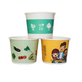 100% Recyclable White Kraft Paper Salad Bowls/cups with clear Lid Microwave