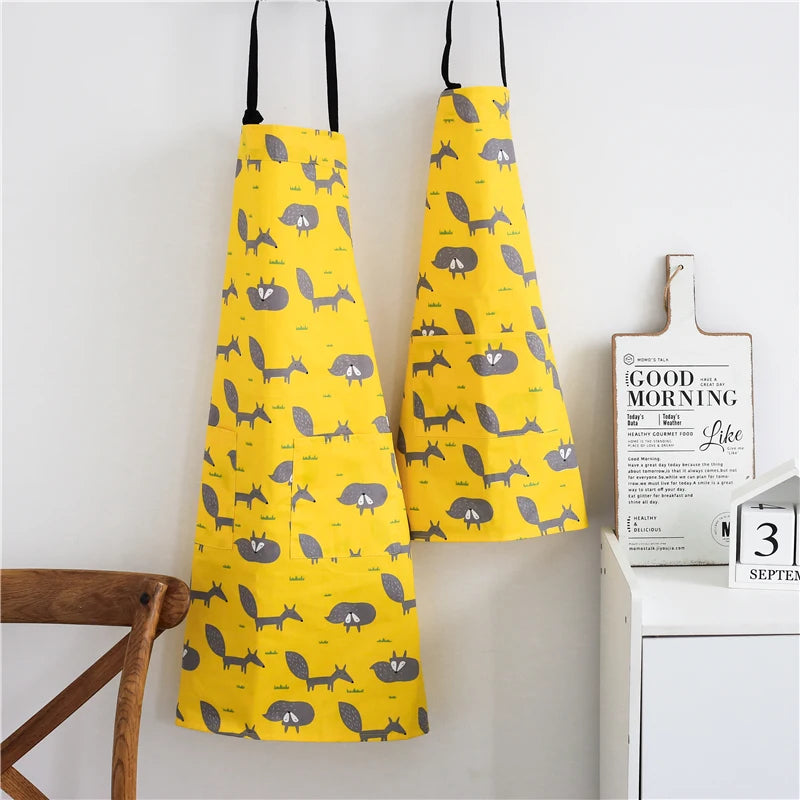 Cute Cartoons Themed Cotton Kids and Adult Size Material Aprons Kitchen Cooking Baking Wear Apron