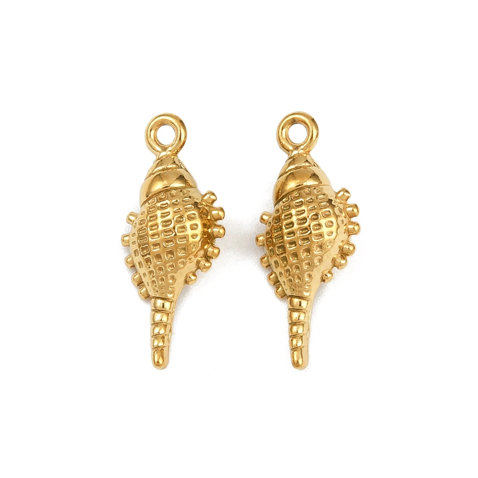 PandaHall Tarnish-Free Stainless Steel PVD 18K Gold Plated Sea Shell Conch Charms Pendants Children's Jewelry Pendants
