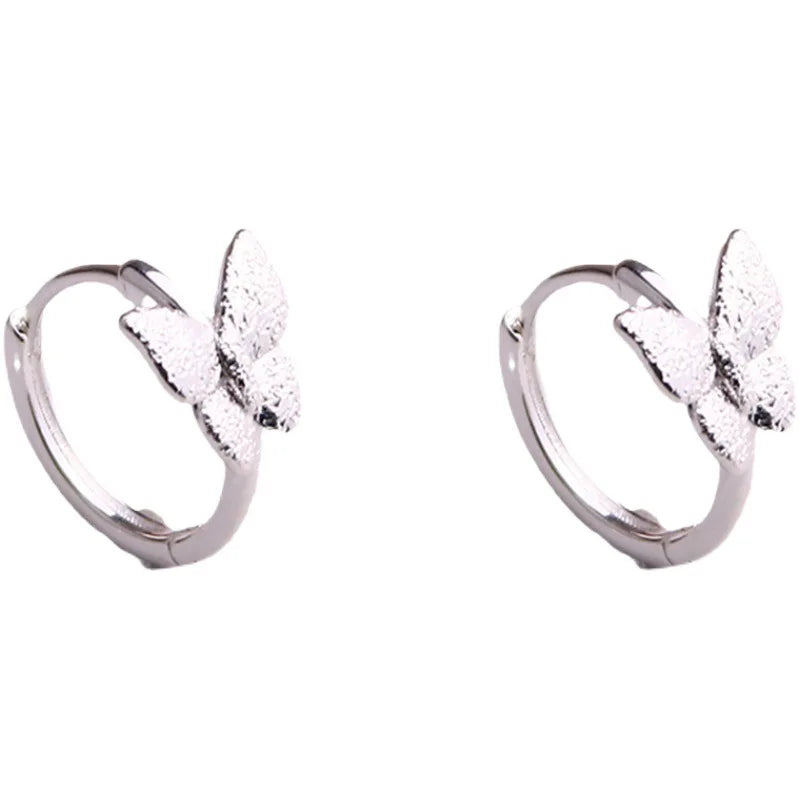 INS Design 925 Sterling Silver Cute Butterfly Huggie Hoop Earrings for Women Trendy INS Jewelry for Wedding Party or Gift
