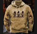 Custom 2025 Retro Cowboy Hoodie for Men Yellow Stone Pattern Washed Print Casual Loose Fit Crocheted Weave Autumn Season Hooded