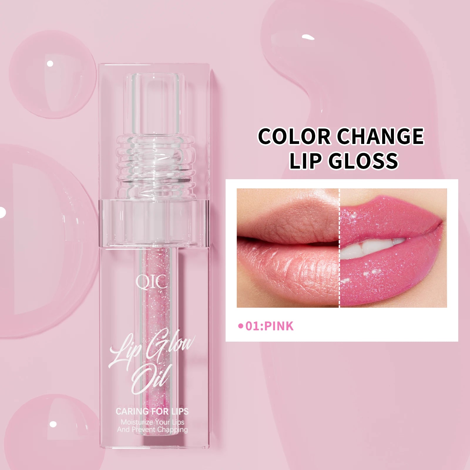 Crystal Volume Lip Oil Booster Gloss High Shine Herbal & Mineral Lip Plumper with Chemical Ingredients
