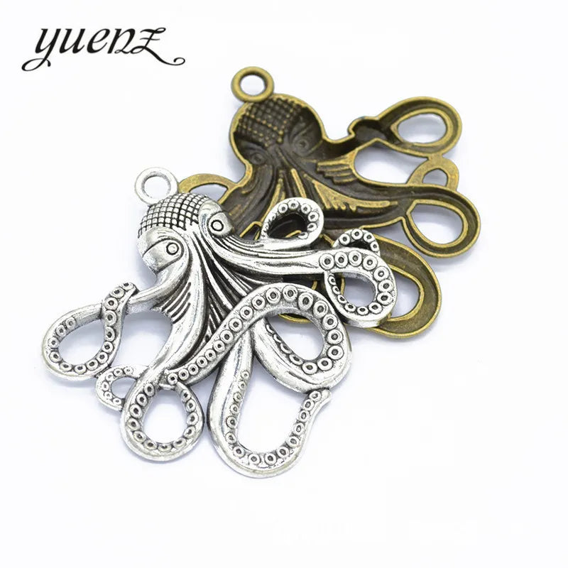 YuenZ 2 Colors Octopus Charms Metal Pendant Diy Necklace Jewelry Handmade Accessories 54*56mm D781