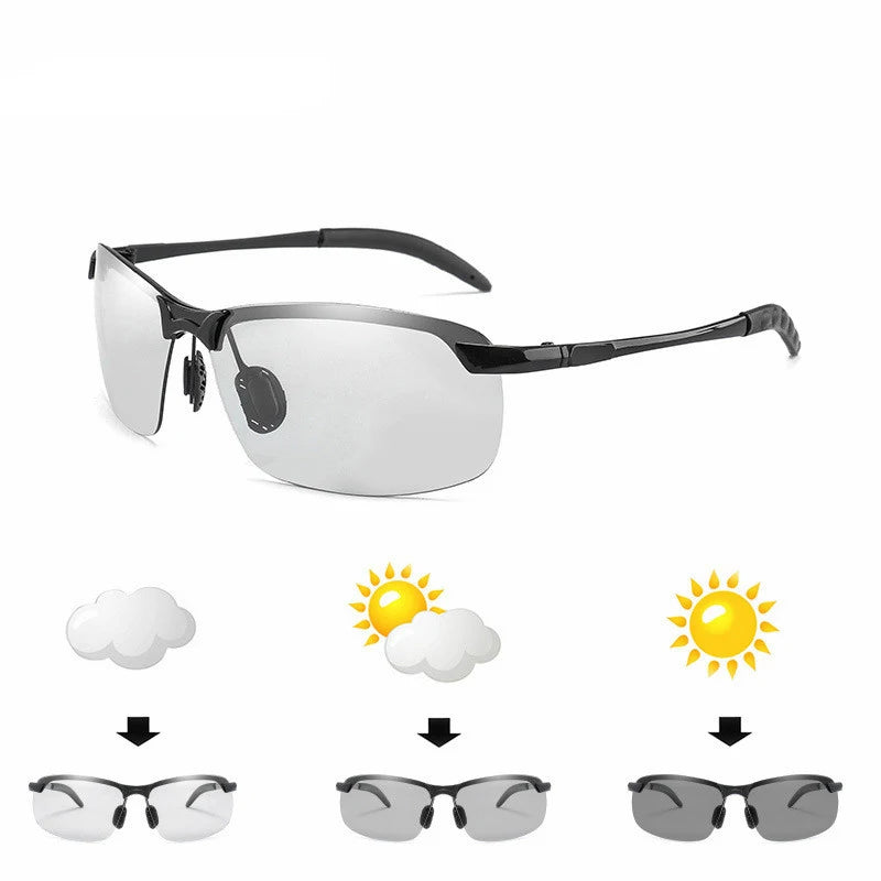 3043 Men's Sunglasses Fashion Cycling & Driving Photochromic Lens Polarized Glasses with Custom Logo Change Color Alloy Frame