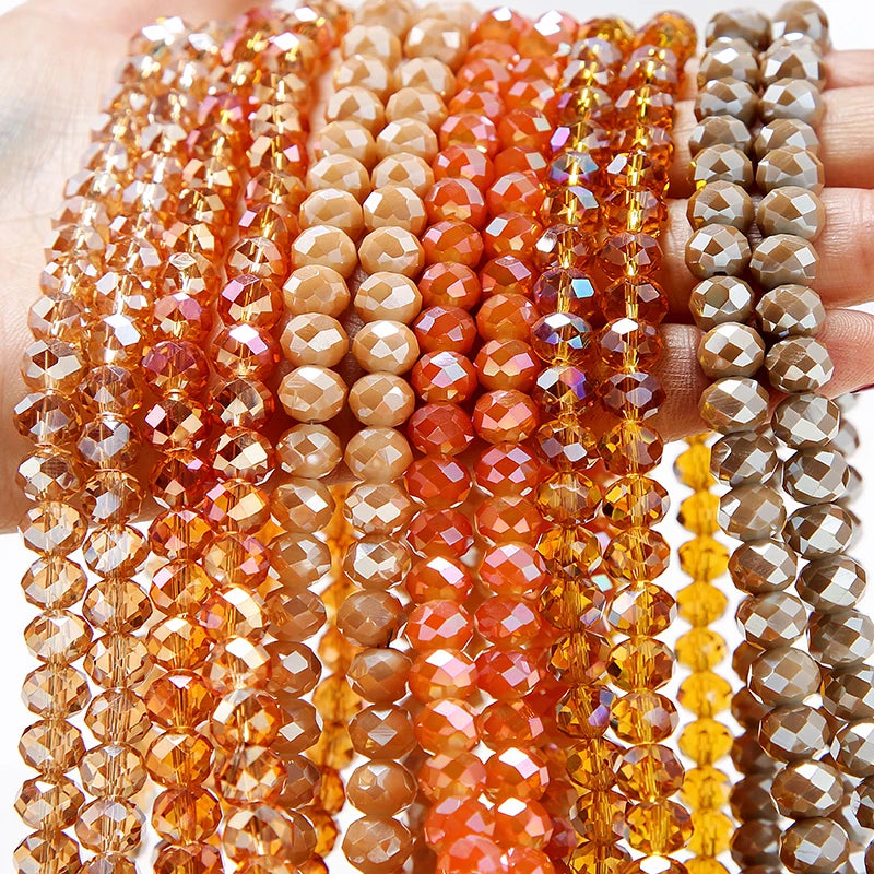 Colorful Crystal Rondel Beads Faceted Glass Beads for Making Female Bracelet Necklace Jewelry