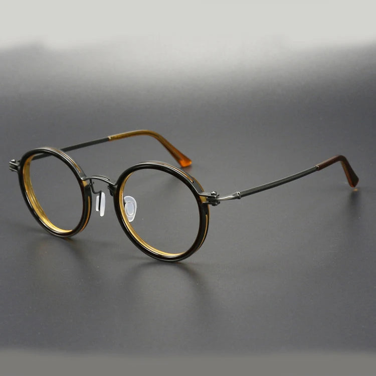 2021Titanium Optical Glasses Frame Men Vintage Round Fashion Women Retro Myopia Acetate Eyeglasses