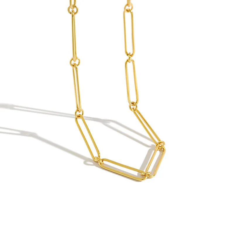 WMYH059 Minimalist Layered Necklaces for Women Jewelry Gift S925 Sterling Silver Paperclip Chain Choker Necklace