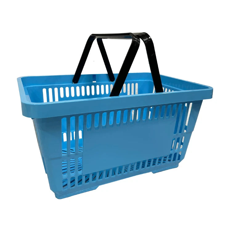 Multifunctional Collapsible Plastic Shopping Basket Trolley with 2 Handles Eco-Friendly & Easy to Carry 28L Capacity