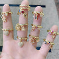RM1316 Hot Selling 18K Gold Plated Brass CZ Diamond Micro Pave Boy and Girl Kids Children Metal Stackable Rings for Ladies