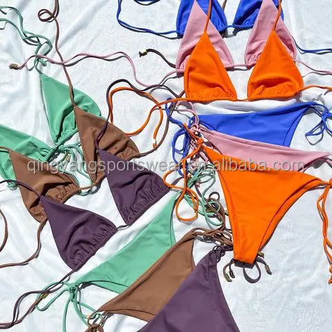 Ladies Europe and the United States Straps Two Piece Bikini Custom New Luxury Double Line Sexy Swimsuit Plus Size Bathing Suit