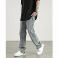 Custom Label  Drop Ship  Stock Street Wear Stock Button Blue Men Street Guys Jeans