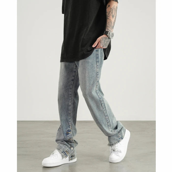 Custom Label  Drop Ship  Stock Street Wear Stock Button Blue Men Street Guys Jeans