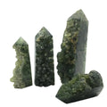 Wholesale Natural Green Prehnite  Point Hand Made Druzy Agate Towers Heading Crystal Points for Decoration and Gifts