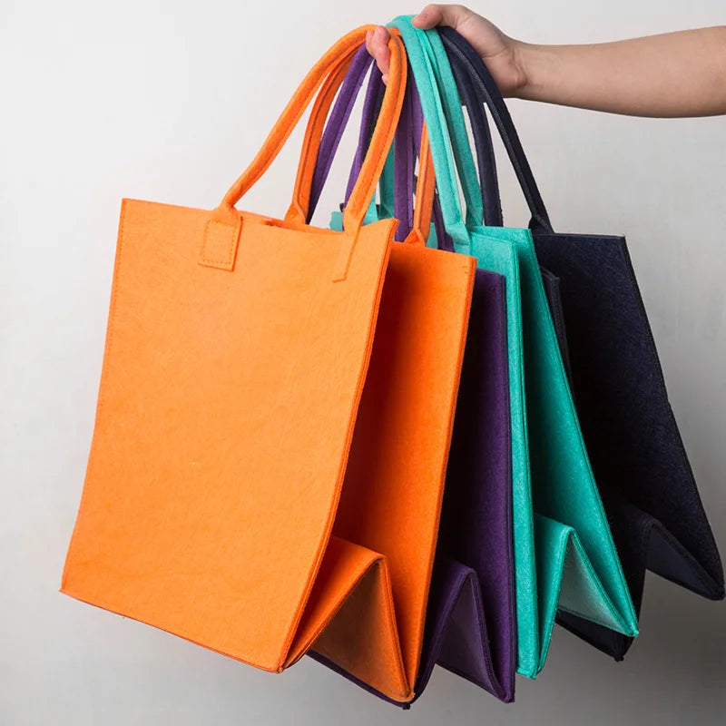 Factory Price Custom Logo Wholesale Multiple Colors Reusable Tote Felt Handbag Shopping Bag for Promotion Advertisement Gift Bag