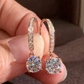 Huitan Luxury Diamond Rose Gold Plated Jewelry Earrings for Women Trendy Bridal Brass 3A Zirconia Engagement Drop Earrings