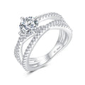 Luxury Jewelry Certificate VVS D Color 1ct 6.5mm Diamond Moissanite Wedding Rings Twisted 925 Sterling Silver for Women