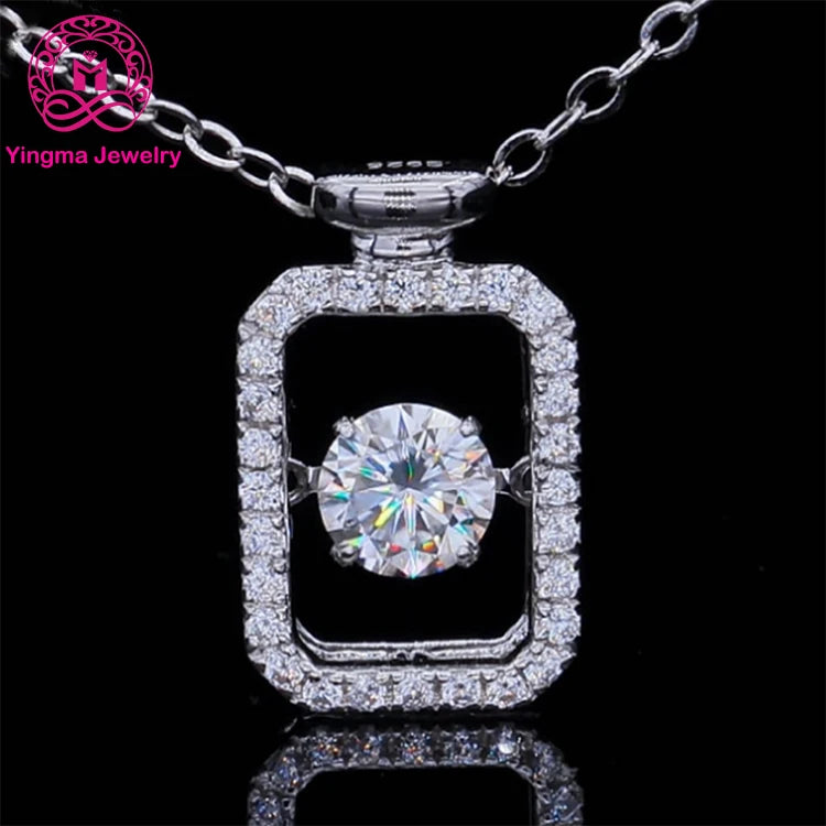Yingma Waving 0.5ct D Color Moissanite Diamond Necklace Jewelry Set Sterling Silver 925  Pendant Necklace for Women