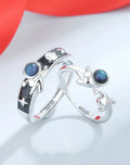 BASQUESUN Factory Wholesale  Astronaut Couple Trendy Personality Open Birthday Gift Copper Inlaid Glass Stone Astronaut Ring