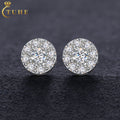 Original Design Customized Logo 925 Sterling Silver VVS Moissanite Diamond Halo Stud Earrings for Jewelry Business