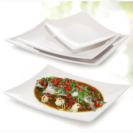 Custom Design White Rectangle Plates Dishes Modern Melamine Dinner Plate