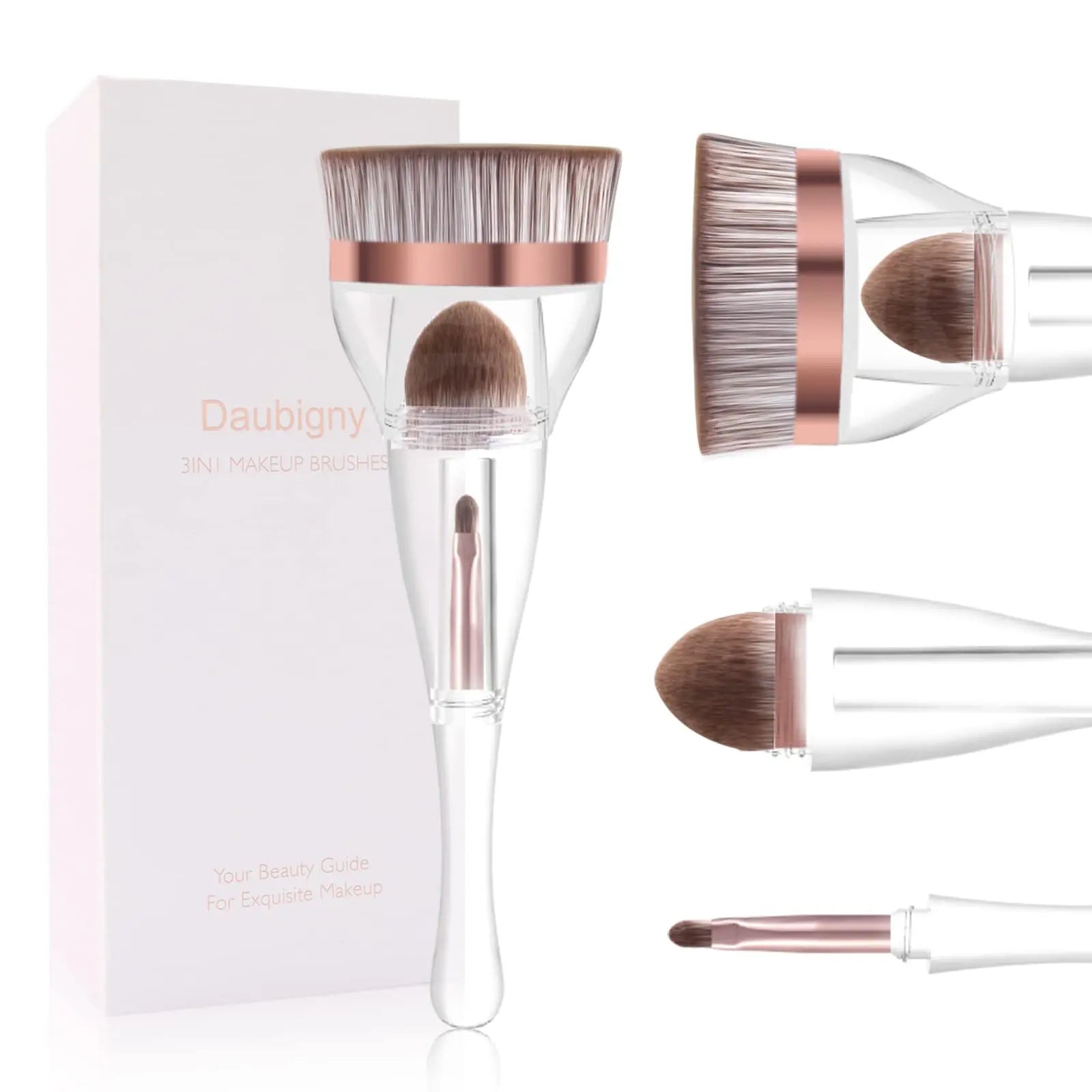 3 in 1 Makeup Brush Blush Liquid Foundation Brush Portable Blend Liquid Cream No Time to Paint Travel Makeup Brush