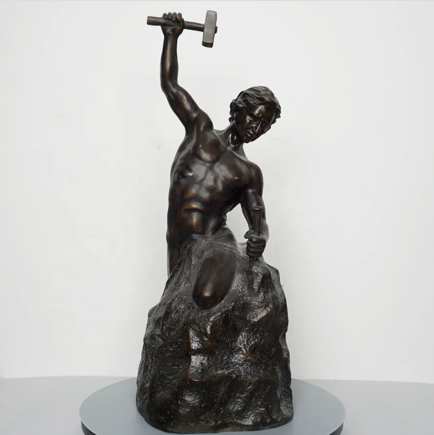 Bronze Self Made Strong Man Figure Statue Sculpture