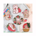 Custom Cartoon Strawberry Bunny Bear Patches for Stationery Box Notebook Diy Bag Shoe Embroidered Self-adhesive Garment Patch