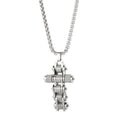 KALEN 660mm Unisex Stainless Steel Link Necklace With Mechanical Christian Cross Pendant
