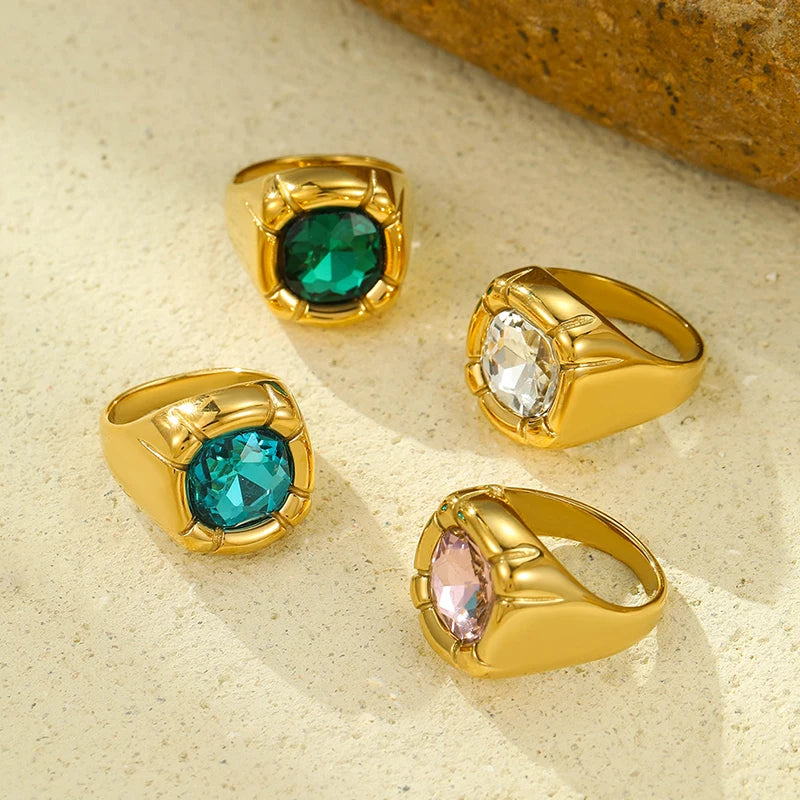 Fashion Jewelry Women NIMAI Shiny Crystal Luxury Rings Stainless Steel Lab Grown Diamond Ring Daily Waterproof